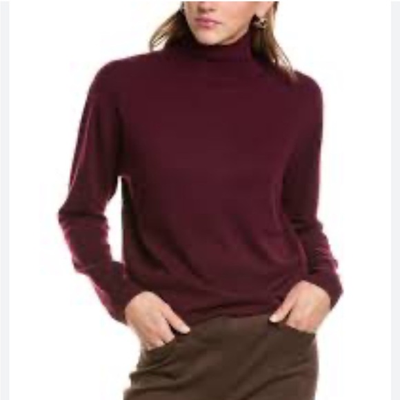 Vince Burgundy Wool/Cashmere Oversized Turtleneck Sweater | XXS - Picture 1 of 5